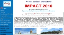 IMPACT 2010, Dynamic of Systems, Materials and Structures