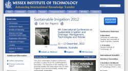 Sustainable Irrigation 2012 - 4th International Conference on Sustainable Irrigation and Drainage: Management, Technologies and Policies Sustainable Irrigation 2012 - 4th International Conference on Sustainable Irrigation and Drainage: Management, Technologies and Policies