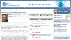 Implement a Tougher Supplier Audit Program - Webinar By GlobalCompliancePanel 2012 Implement a Tougher Supplier Audit Program - Webinar By GlobalCompliancePanel 2012