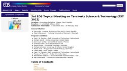 3rd EOS Topical Meeting on Terahertz Science & Technology (TST 2012) 3rd EOS Topical Meeting on Terahertz Science & Technology (TST 2012)