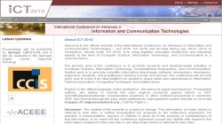 ICT 2010 - the International Conference on Advances in Information and Communication Technologies