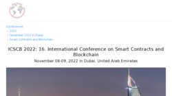 ICSCB 2022: International Conference on Smart Contracts and Blockchain